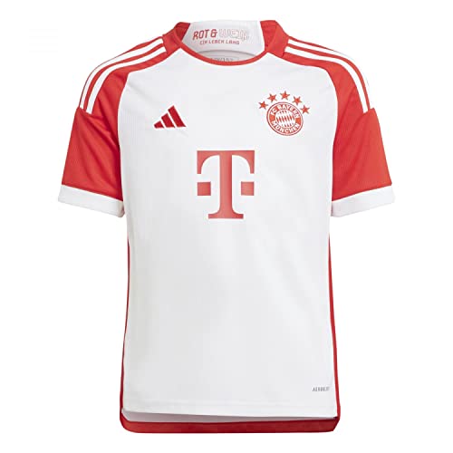 Adidas, Home Junior 23/24 Fc Bayern München, Kurzarm Fußballtrikot, Weiß Rot, 1516, Kind
