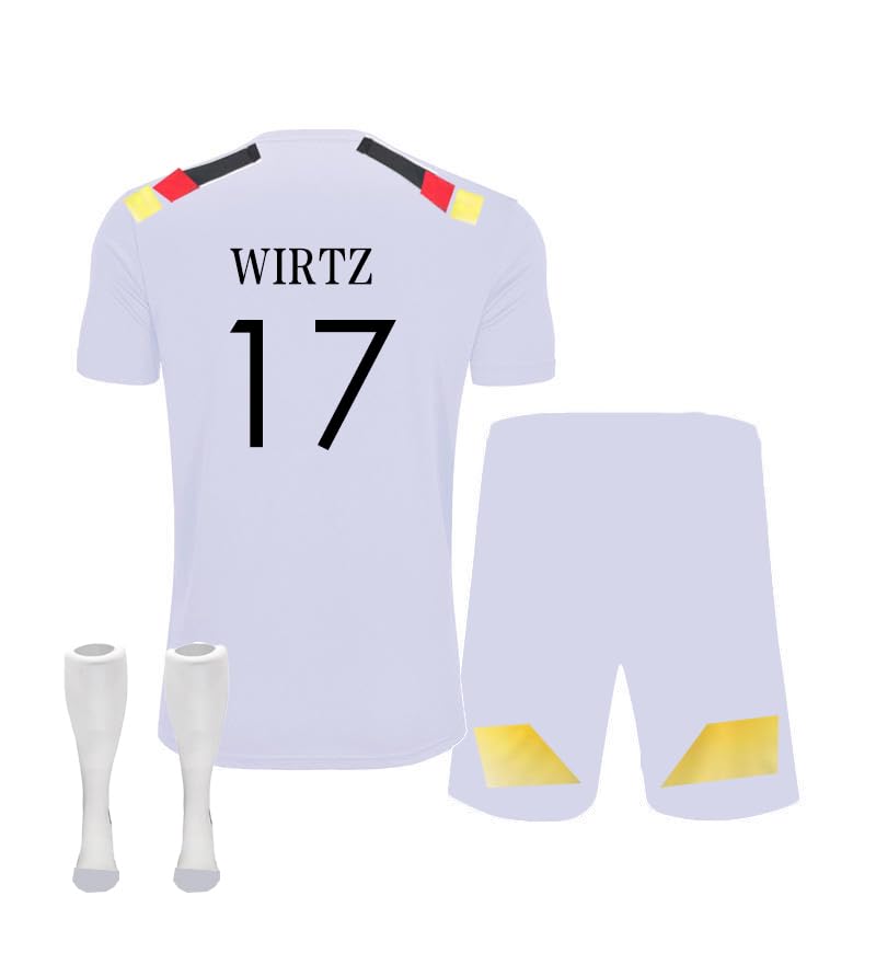 Neu Deutschland Trikot em 2024 für Erwachsene und Kinder, Heim Auswärtstrikot Fußball Trikot Fans T Shirts Trainingsanzug Shorts Socken Set für Jungen und Herren (Heimtrikot 17, M)