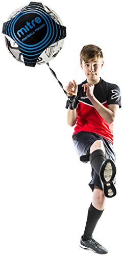 Mitre Solo Close Control and Skills Fußball-Trainingshilfe, verstellbares Design, freihändige Verwendung, Schwarz/Cyan, Einheitsgröße