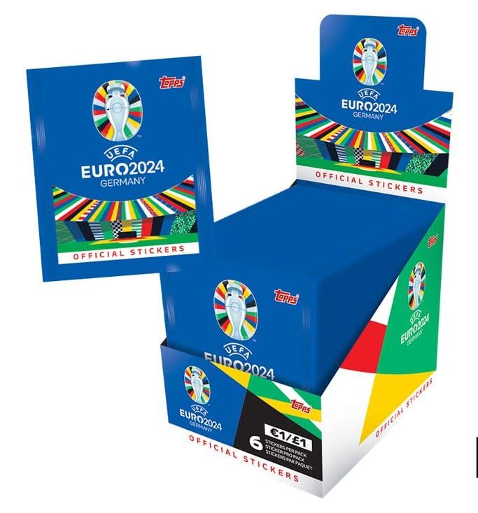 Topps Official EURO 2024 Sticker Collection - 1x Display je (100 Sticker Päckchen). 6 Sticker pro Päckchen (insgesamt 600 Sticker)