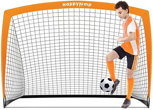 Happy Jump Fußballtor 3x2.2FT, 4x3FT, 5x3.6FT, 7x5FT Pop-Up Fußballtraining für den Garten (5x3.6 FT- Orange) -1 PC