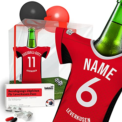 PERSONALISIERTES Geschenk passend für Bayer 04 Leverkusen Fanartikel Fans | Fußball Männer Geschenk-Überraschung Trikotkühler Geburtstag Weihnachten by Ligakakao.de