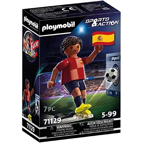 PLAYMOBIL Sports & Action 71129 Fußballspieler Spanien, mit Kickfunktion und Torwand, ab 5 Jahren